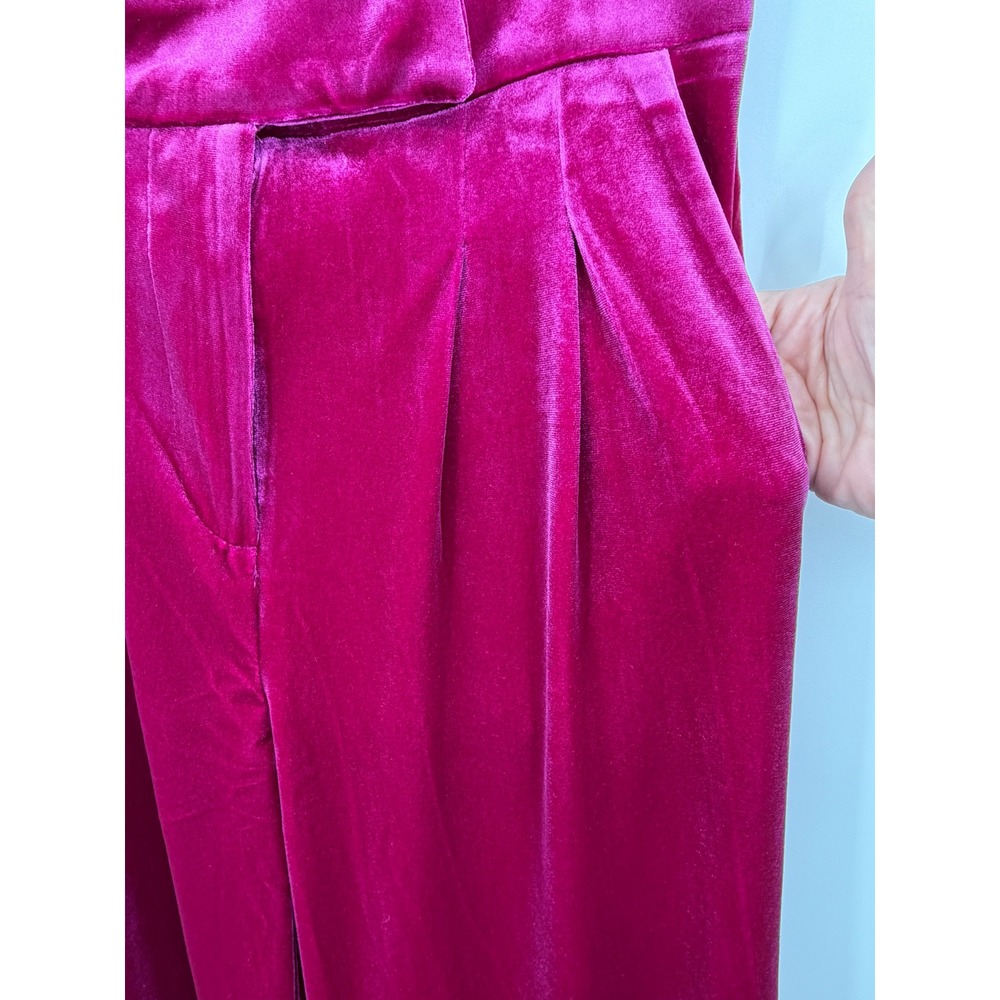 New In Velvet Wide Leg Pants Womens Small Magenta Pink Pleated High Rise